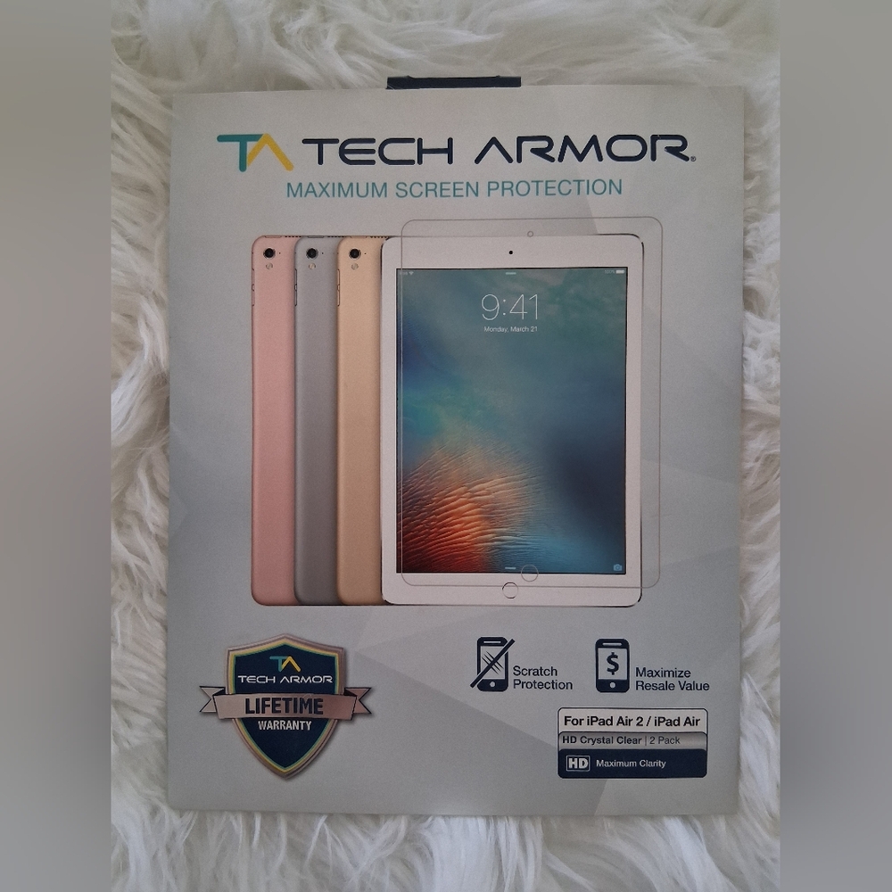 Tech Armor HD Clear Screen Protector 2 Pack | iPad Air/2 | New | Scratch Protect